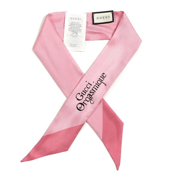 GUCCI Silk Orgasmique Neck Bow Twilly Scarf Pink NEW IN BOX - Picture 1 of 5